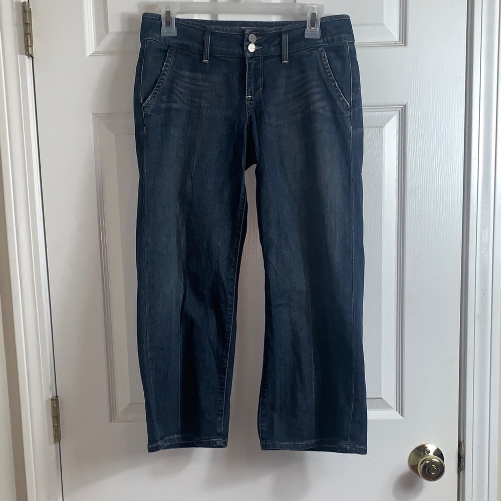 PAIGE La Jolla Wide Leg Cropped Dark Blue Jeans